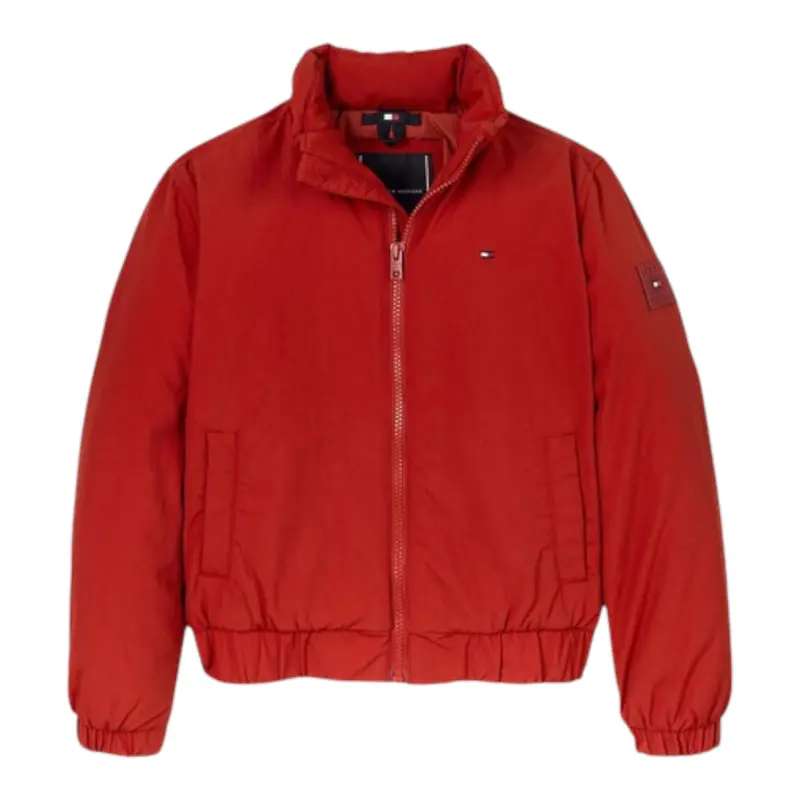 Tommy Hilfiger Giubbino tinta unita con Zip Rosso per Neonato