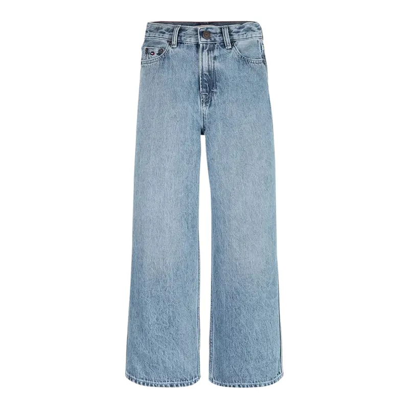 Tommy Hilfiger Jeans tinta unita Modello Palazzo Azzurro per Bambina