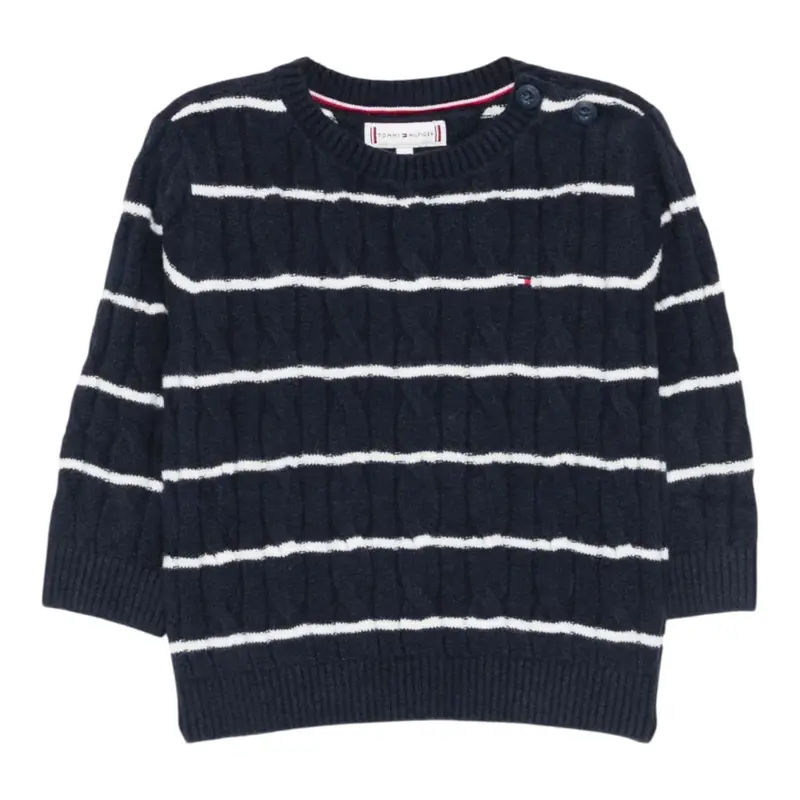 Tommy Hilfiger Maglia Girocollo Fantasia A Righe Blu per Neonato