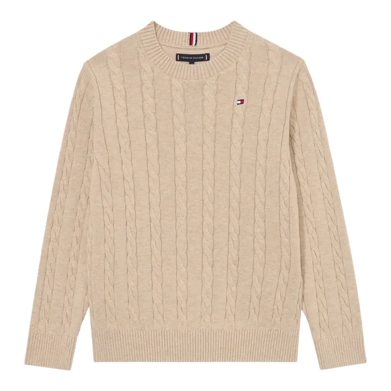 Tommy Hilfiger Maglia Girocollo tinta unita Beige per Bambino