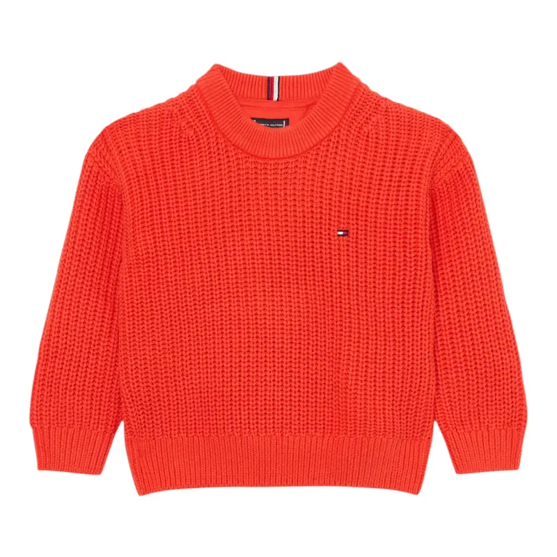 Tommy Hilfiger Maglia Girocollo tinta unita Fragola per Neonato