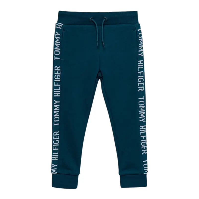 Tommy Hilfiger Pantalone Modello Tuta tinta unita con Logo Verde per Bambino