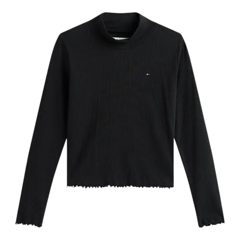 Tommy Hilfiger Shirt Collo Alto tinta unita Nero per Bambina