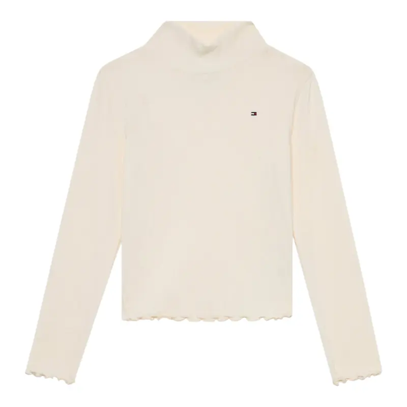Tommy Hilfiger Shirt Collo Alto tinta unita Panna per Bambina
