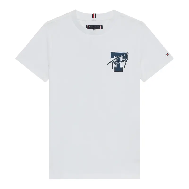 Tommy Hilfiger T-Shirt Girocollo tinta unita Bianco per Bambino