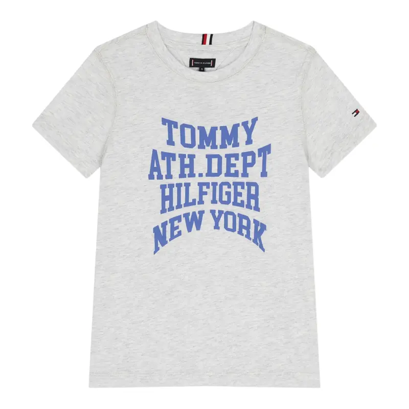 Tommy Hilfiger T-Shirt Girocollo tinta unita Cn Logo Grigio per Bambino