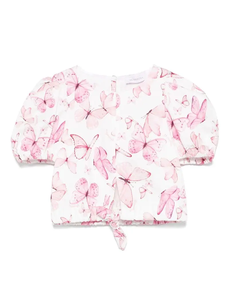 Top in raso con stampa farfalle Monnalisa