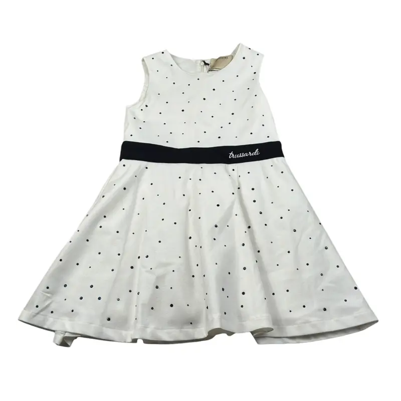 Trussardi Abito Giromanica tinta unita con Brillantini Bianco per Bambina