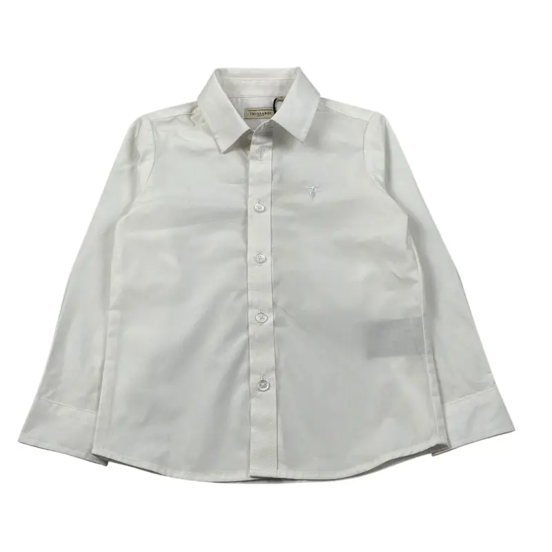 Trussardi Camicia Manica Lunga tinta unita con Logo Panna per Neonato