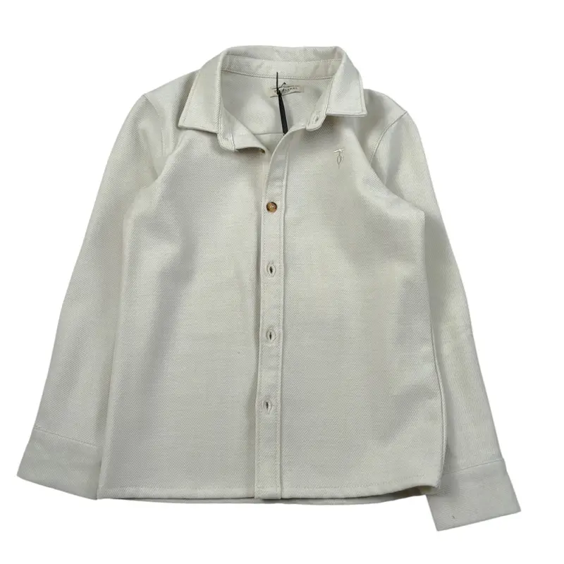 Trussardi Camicia tinta unita con Bottoni Verde Acqua per Neonato