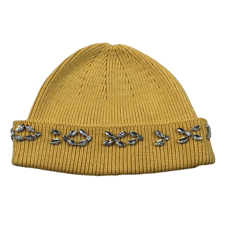 Trussardi Cappello tinta unita con Strass Giallo per Bambina