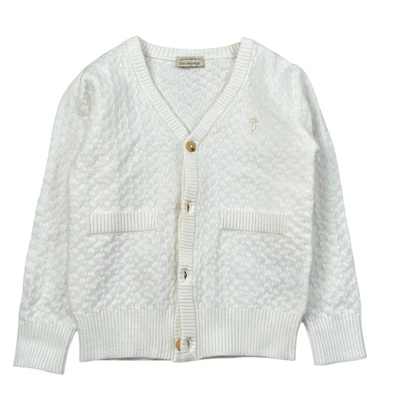 Trussardi Cardigan tinta unita con Bottoni Bianco per Neonato