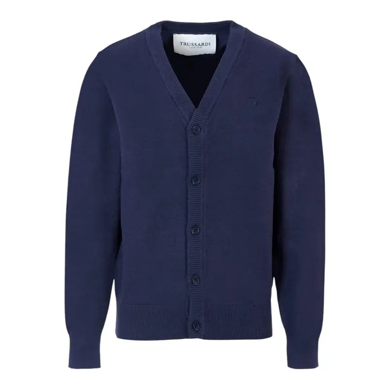 Trussardi Cardigan tinta unita con Logo Blu per Bambino