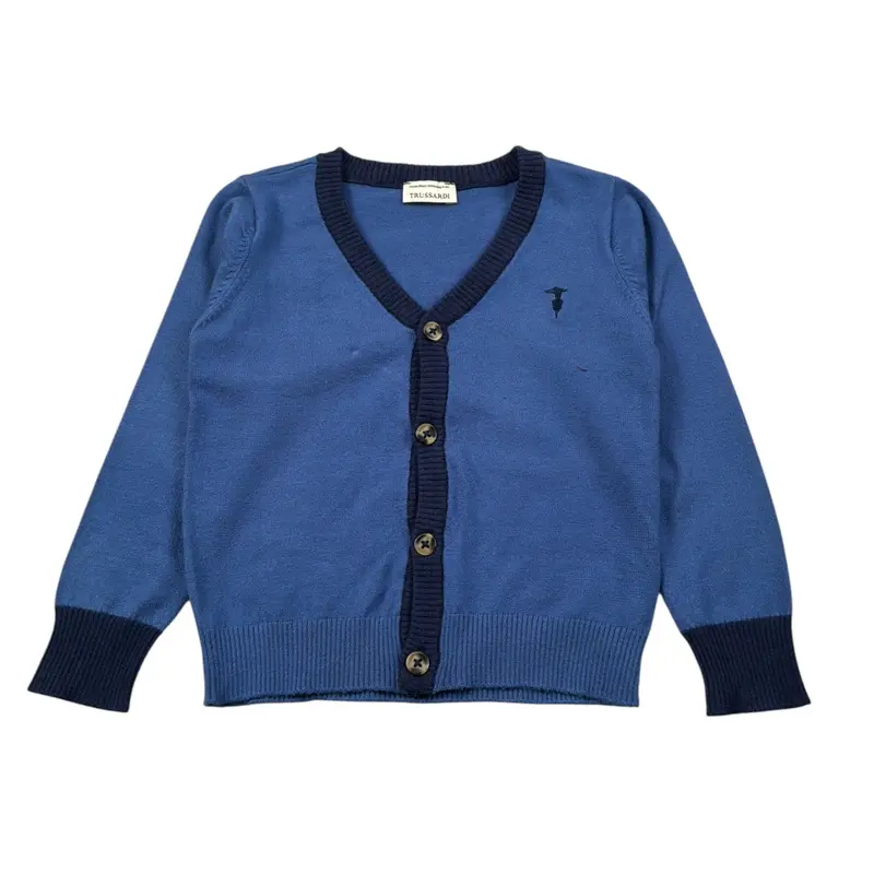 Trussardi Cardigan tinta unita con Logo Blu per Neonato