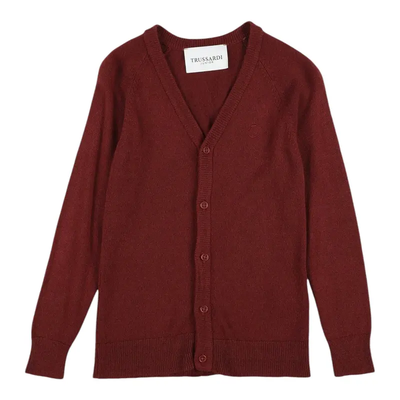 Trussardi Cardigan tinta unita con Logo Bordeaux per Bambino