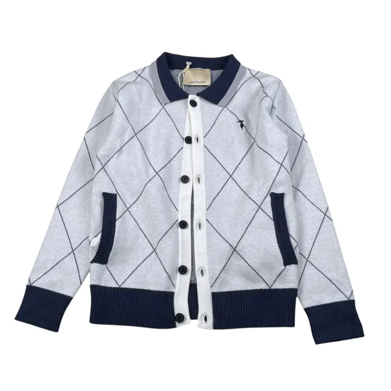 Trussardi Cardigan tinta unita con Profili In Contrasto Panna per Bambino
