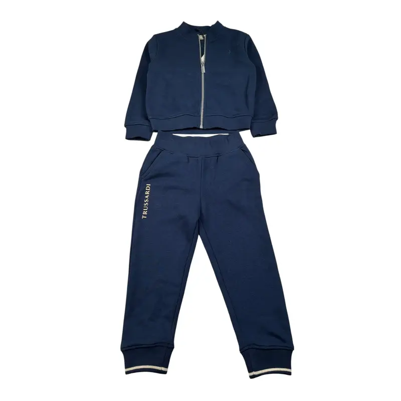 Trussardi Completo 2 Pezzi Felpa-Pantalone tinta unita Blu per Neonato