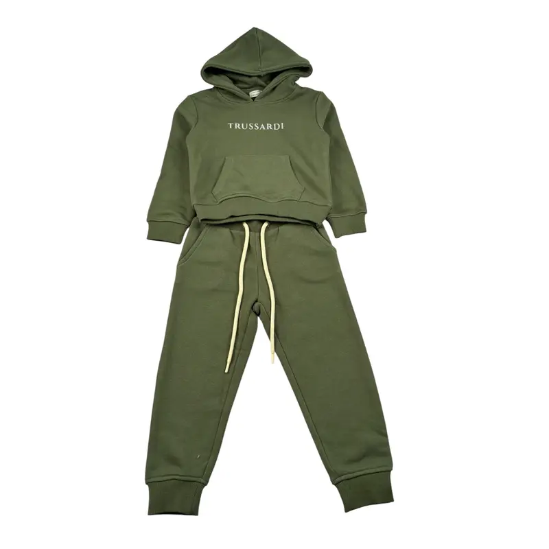 Trussardi Completo 2 Pezzi Felpa-Pantalone tinta unita Verde per Neonato
