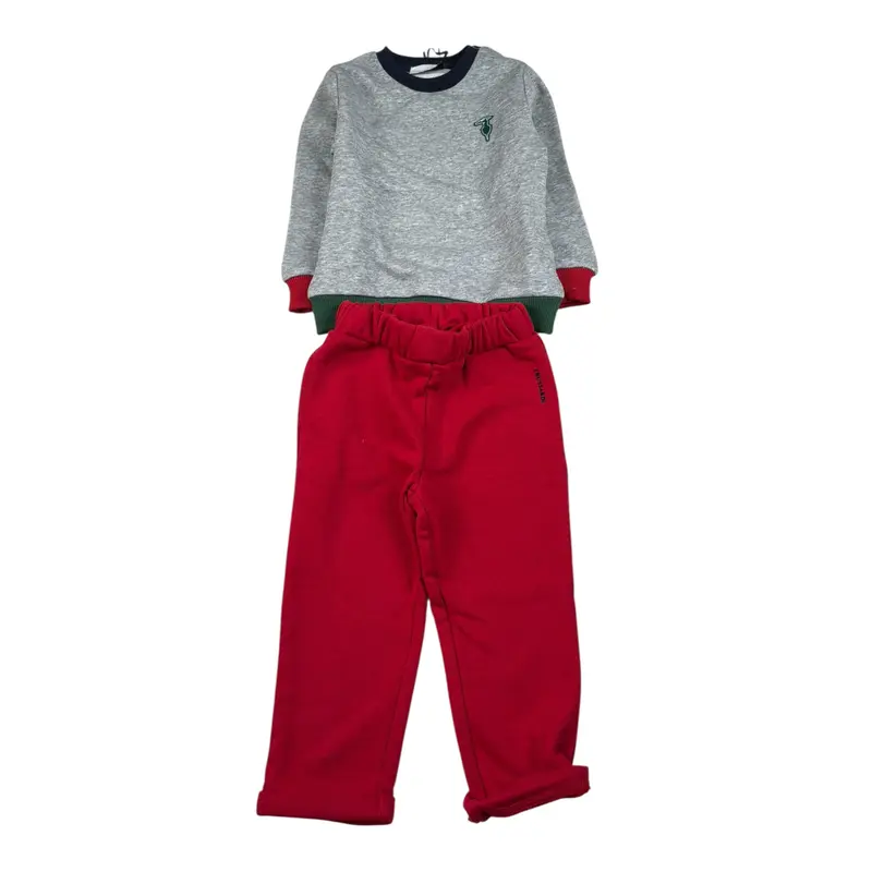 Trussardi Completo 2Pz Felpa-Pantalone Grigio per Neonato