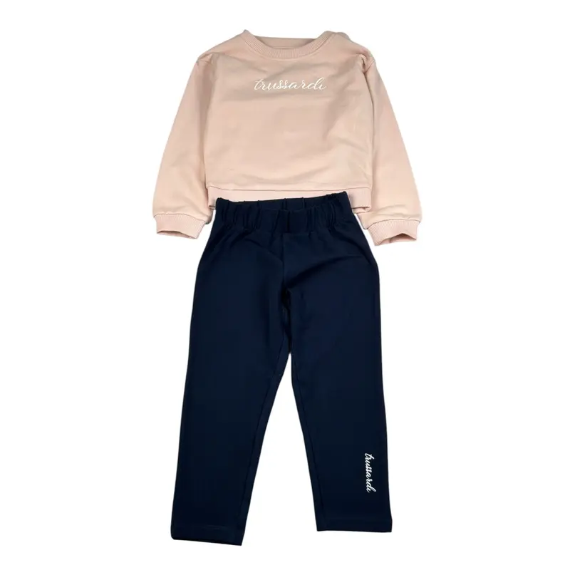 Trussardi Completo 2Pz Felpa-Pantalone Rosa per Neonata