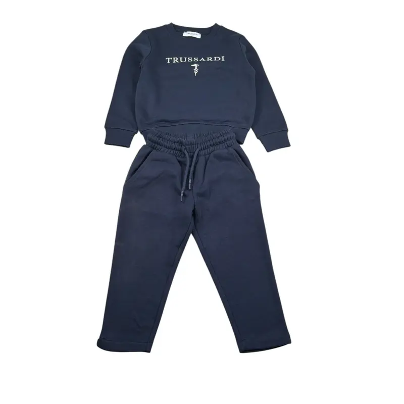 Trussardi Completo 2Pz tinta unita Felpa-Pantalone Blu per Bambino