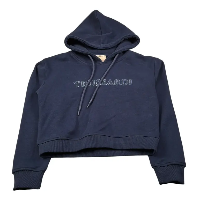 Trussardi Felpa Chiusa con Cappuccio tinta unita Blu per Bambina