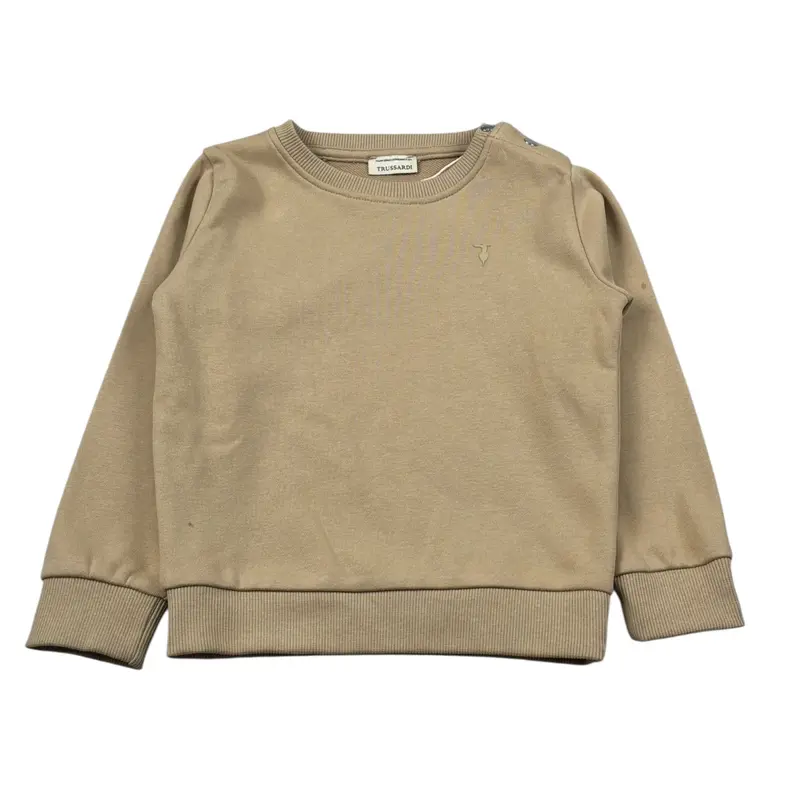 Trussardi Felpa Chiusa Girocollo tinta unita con Logo Beige per Neonato