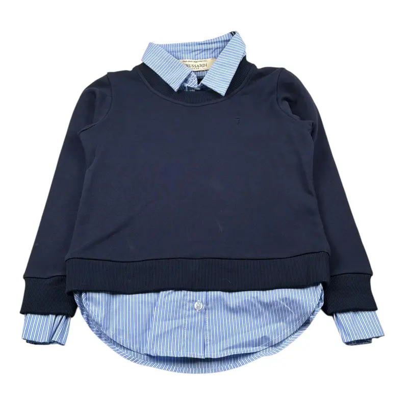 Trussardi Felpa Chiusa Tnta Unita con Fina Camicia Blu per Bambina