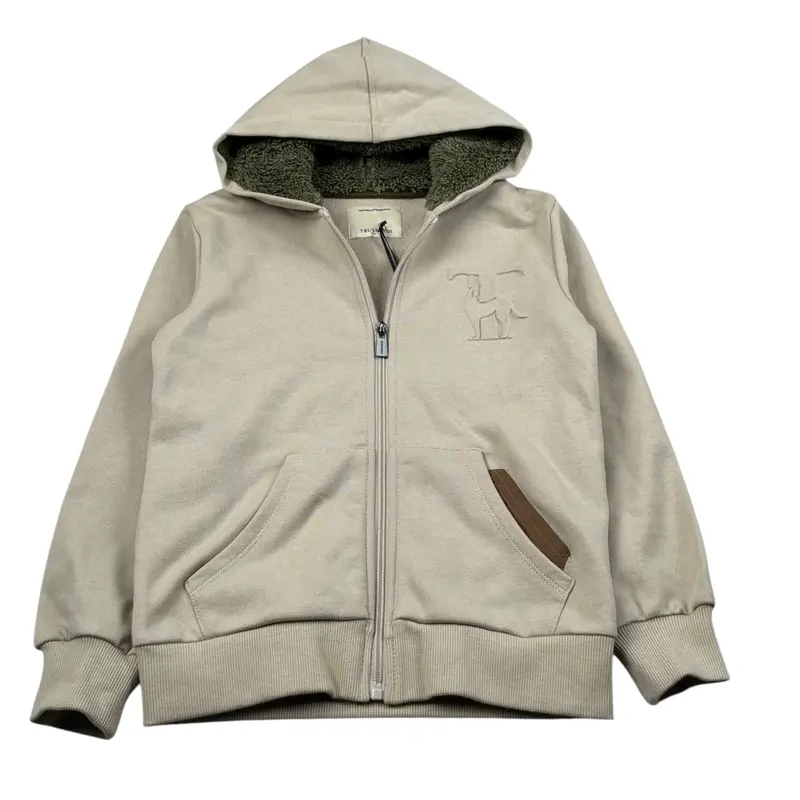 Trussardi Felpa con Zip E Cappuccio tinta unita Beige per Bambino