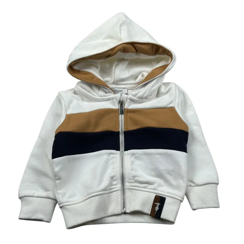 Trussardi Felpa con Zip E Cappuccio tinta unita Panna per Bambino