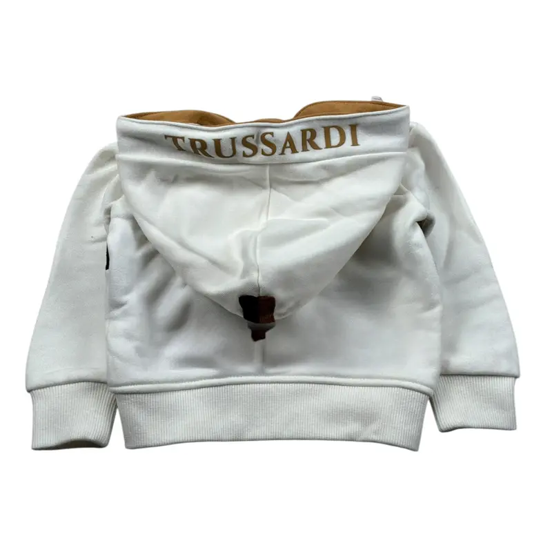 Trussardi Felpa con Zip E Cappuccio tinta unita Panna per Neonato