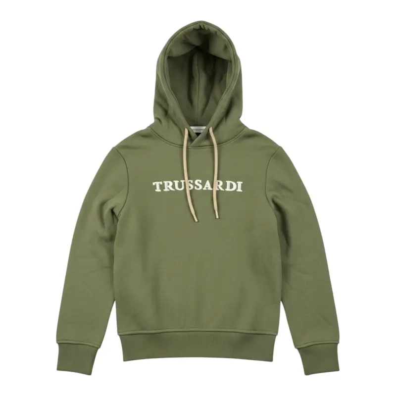 Trussardi Felpa tinta unita con Cappuccio E Stampa Verde per Bambino