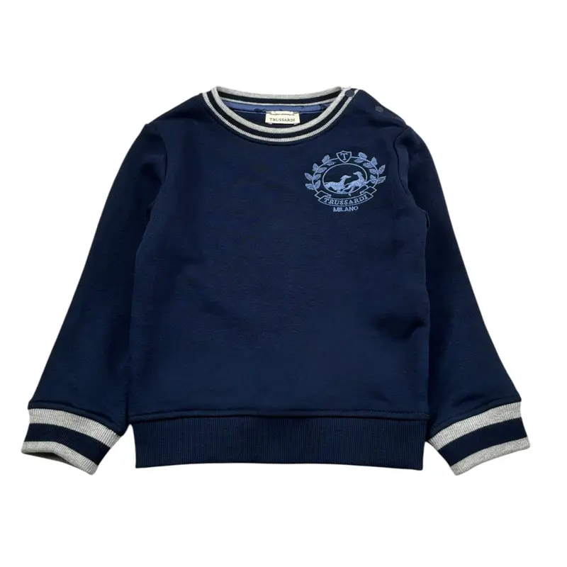 Trussardi Felpa tinta unita con Stampa Blu per Neonato