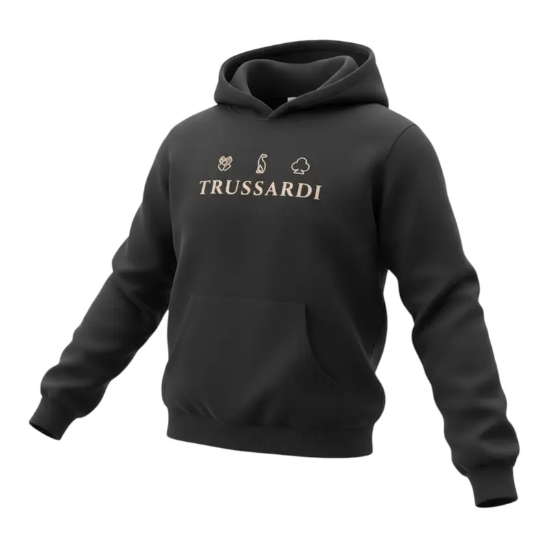 Trussardi Felpa tinta unita con Stampa Nero per Bambina