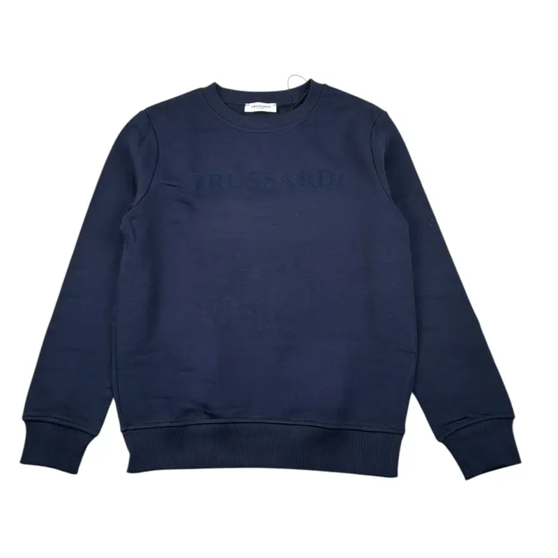 Trussardi Felpa tinta unita Girocollo con Logo Blu per Neonato