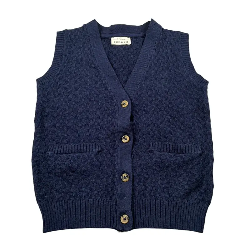 Trussardi Gilet tinta unita con Bottoni Blu per Neonato