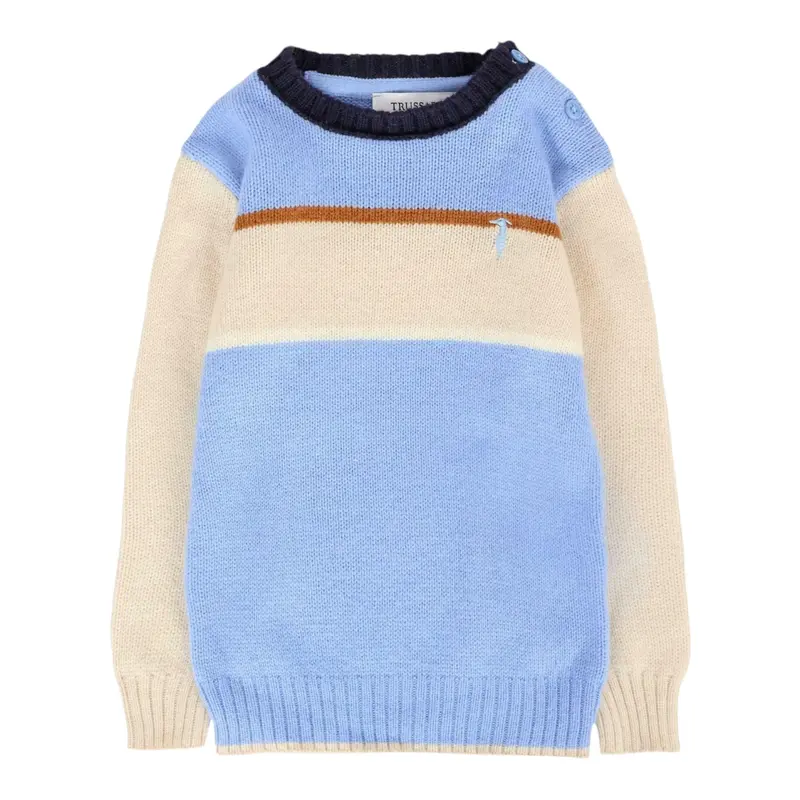 Trussardi Maglia Bicolore con Stampa Beige per Neonato