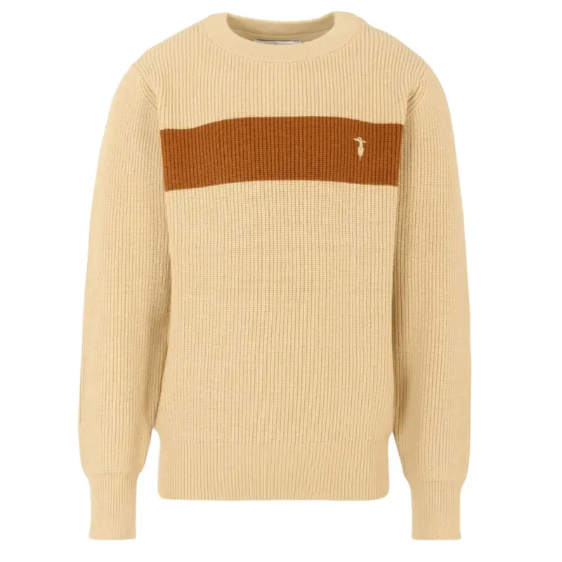 Trussardi Maglia Girocollo tinta unita con Logo Beige per Bambino