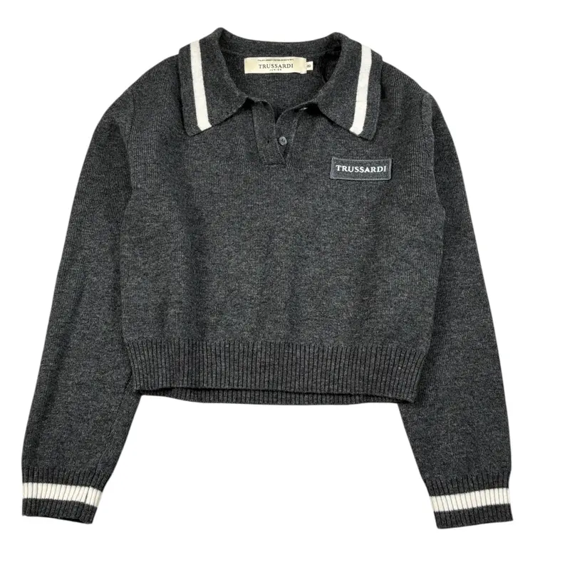 Trussardi Maglia tinta unita con Colletto Grigio per Bambina