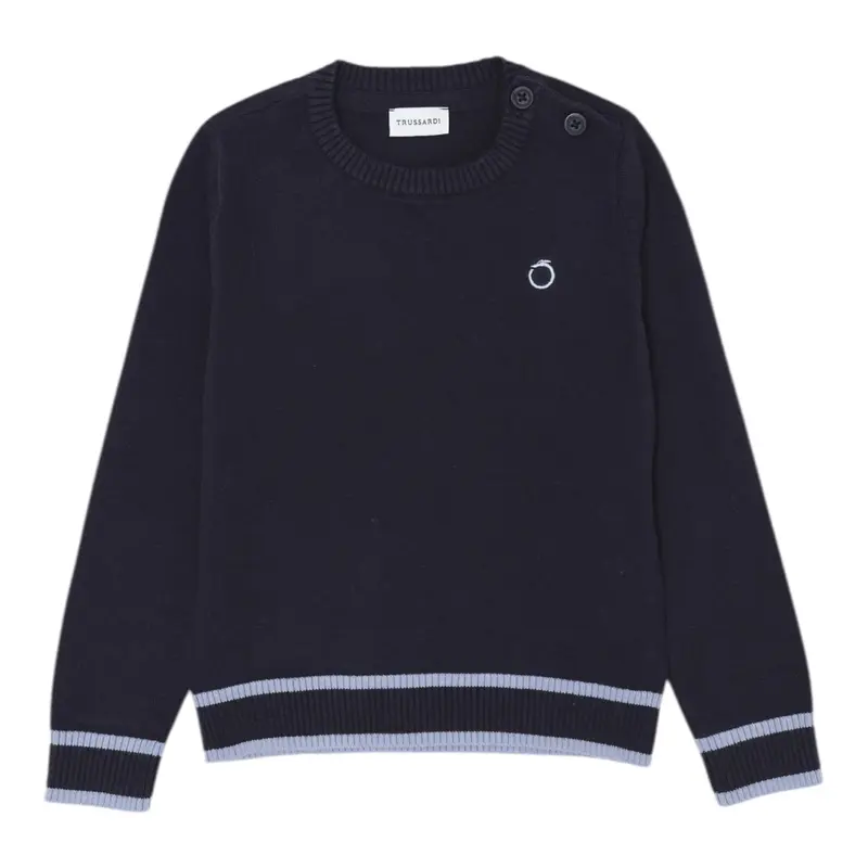 Trussardi Maglia tinta unita con Logo Blu per Neonato