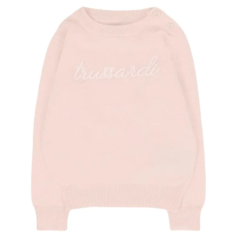 Trussardi Maglia tinta unita con Stampa Rosa per Bambina