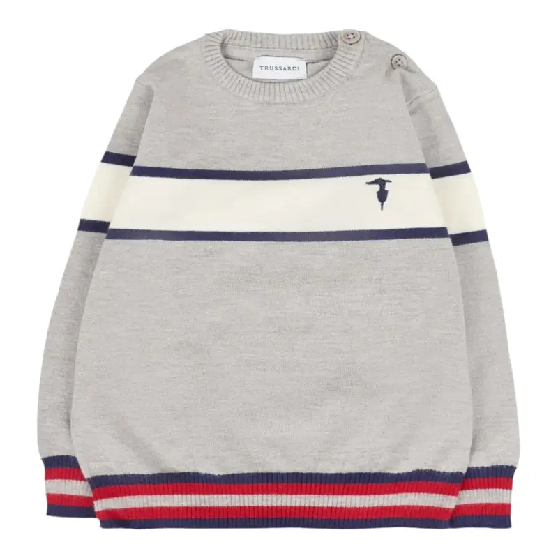 Trussardi Maglia Tricolore con Fantasia A Righe Grigio per Neonato