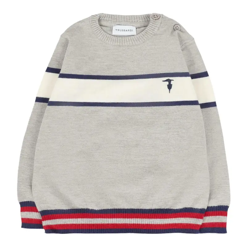 Trussardi Maglia Tricolore con Fantasia A Righe Grigio per Neonato