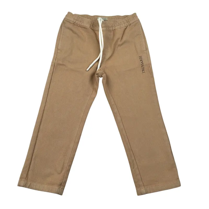 Trussardi Pantalone Tint Unita con Logo Beige per Neonato