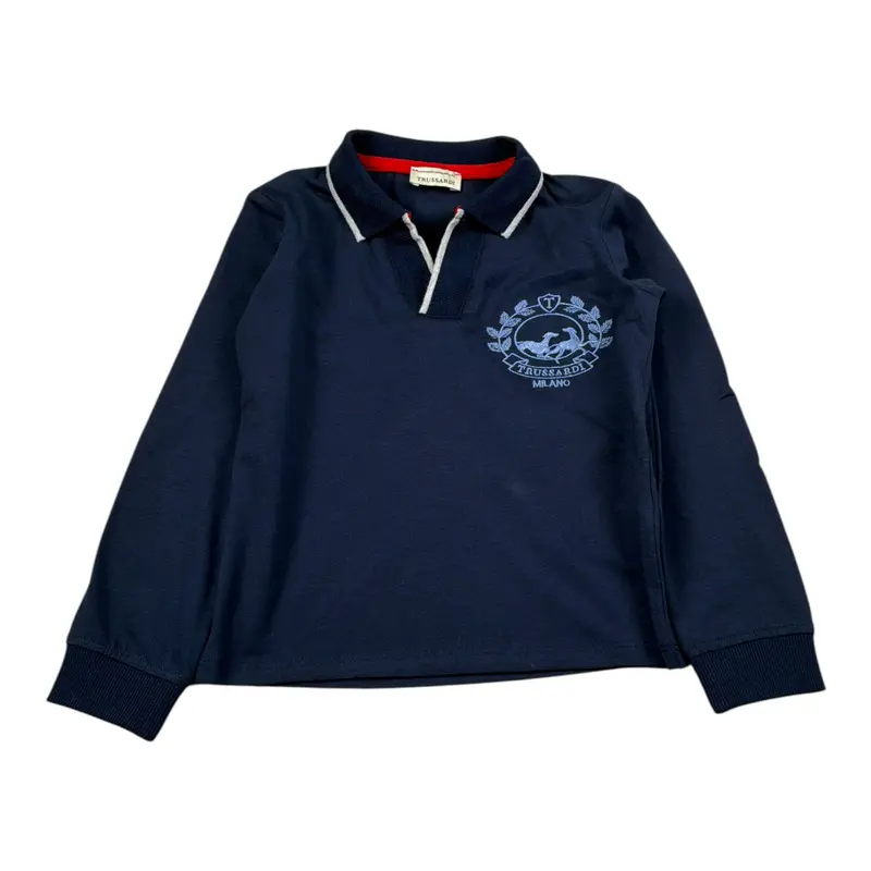 Trussardi Polo Manica Lunga Tinta Blu per Neonato