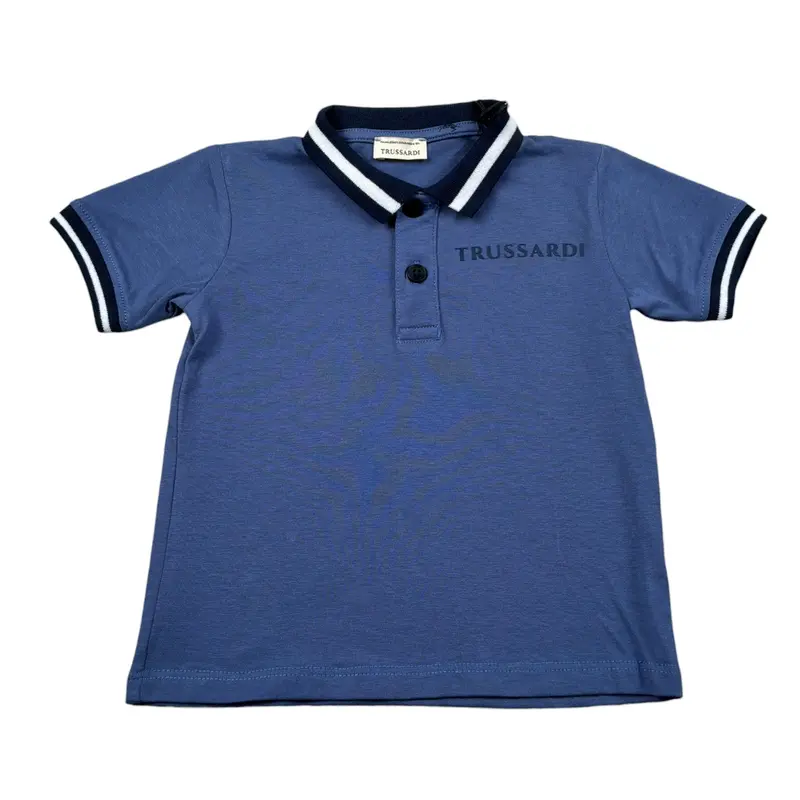 Trussardi Polo Mezza Manica tinta unita Blu per Neonato