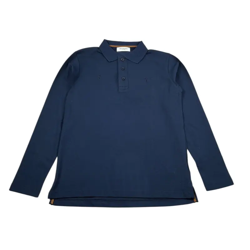 Trussardi Polo tinta unita con Logo Blu per Bambino