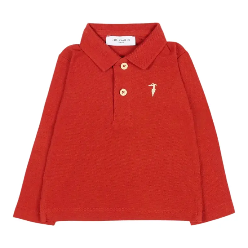 Trussardi Polo tinta unita Manica Lunga Arancione per Neonato