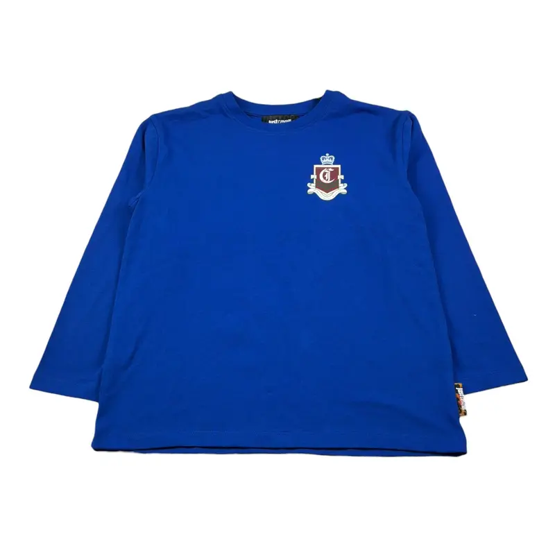 Trussardi Shirt Girocollo tinta unita con Logo Blu per Bambino