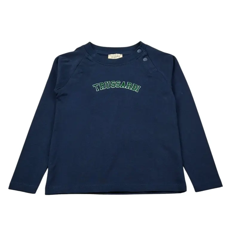 Trussardi Shirt Girocollo tinta unita con Logo Blu per Neonato